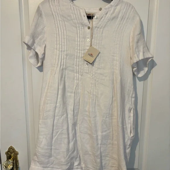 Faherty Crisp White Mini Dress - Picture 7 of 8